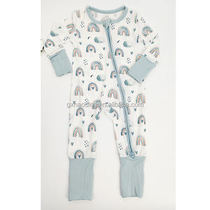 مخصص مطبوعة محبوك الخيزران رومبير ODM حديثي الولادة Onesie منامة مع اتجاهين سحاب مريح لليد بيجامة الطفل - Product Image 5