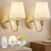 Ensemble de lampes murales LED rechargeables 3600 mAh, dorées, à intensité variable, 12 couleurs, télécommande, alimentées par batterie, pour chambre à coucher, salon, couloir