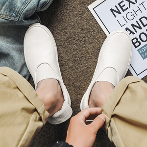 Nouvelles baskets décontractées classiques basses en toile blanches vulcanisées pour hommes, personnalisables avec logo, style mocassin tendance - Product Image 3