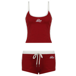 Conjunto deportivo/informal de dos piezas de verano para mujer 2025, estampado de letras personalizado al por mayor, longitud corta, estilo sólido - Product Image 6