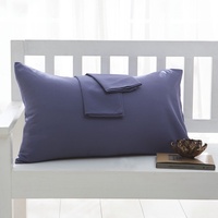 Lot de 2 taies d'oreiller en polyester brossé couleur unie, respirantes, antibactériennes, anti-acariens, fermeture à rabat pour hôtel et maison