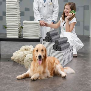 Tapis de change pour animaux de compagnie en film PE jetable 60x60cm, charbon actif, haute absorption, tampons de nettoyage - Product Image 3