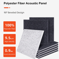 Tuiles murales insonorisantes autocollantes OEM NRC 0.9 Classe A 9 mm, panneau acoustique carré en fibre de polyester haute densité pour home cinéma
