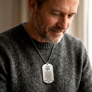 Collana in acciaio inossidabile con ciondolo inciso per <span class=keywords><strong>padre</strong></span>, madre, figlio e figlia, stile militare, per la famiglia, con messaggio emotivo. - Product Image 5