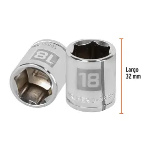 Juego de Llaves de Tubo de 6 Puntas, 18 mm, Accionamiento de 3/8'', Marca TRUPER - Product Image 3