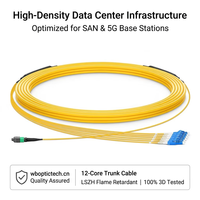 CPR CCA DCA Elite Câble de brassage MPO vers LC à faible perte 12 fibres monomode G657A1 LSZH MPO APC vers LC UPC, Cordon de brassage fibre optique