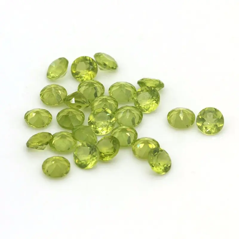 Fábrica Por Atacado Natural Pedras Preciosas Soltas De Alta Qualidade Corte Redondo 0.8-4.5mm Para Acessórios Fazer Jóias Peridot Natural