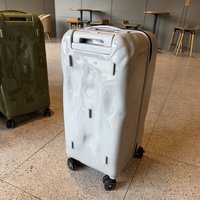 Valise rigide de luxe unisexe classique en PC, design concave-convexe, roues multidirectionnelles universelles, grande capacité, silencieuse, exportée du Royaume-Uni