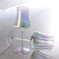 Verres à vin rouge en cristal électroplaqué, faits à la main, aux couleurs éblouissantes, inspirés du luxe, avec pied cannelé, pour 301-400 ml