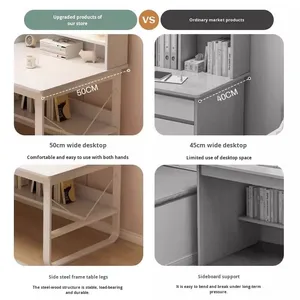 โต๊ะคอมพิวเตอร์ ห้องนอน ใช้ในบ้าน สำหรับการเรียน นักเรียน นักศึกษา โต๊ะเขียนหนังสือเรียบง่าย พร้อมชั้นวางหนังสือในตัว สไตล์มินิมอล อิตาเลียน โต๊ะทำงานสำนักงาน - Product Image 2