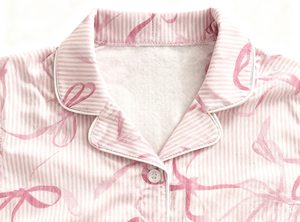 Robes de <span class=keywords><strong>nuit</strong></span> sexy et élégantes en lingerie 100% coton flanelle rayée rose avec nœud respirant, doux et lisse ODM pour femmes - Product Image 2