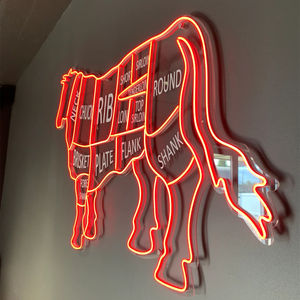 Enseigne néon LED personnalisée en forme de vache, décorative et positive, pour restaurant, fête, salon, boucher, anatomie de la vache, signalétique lumineuse, logo mural, décoration intérieure - Product Image 5
