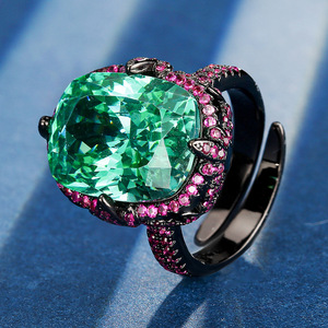Conjuntos de Joyería de Cobre Ecológicos y Elegantes para Mujer, con Circonita Verde de 12*16mm, Baño de Oro Negro, Estilo Vintage, Conjunto a Juego para Boda - Product Image 5