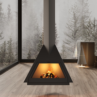 Poêle à bois suspendu triangulaire en acier au carbone, poêle d'intérieur pour villa, salon, chauffage hivernal, décoration