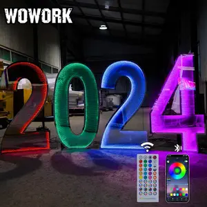 2024 WOWORK parti olay malzemeleri fotoğraf prop LED infinity büyük 4ft markiz ışık numaraları mektup işaretleri düğün arka plan için