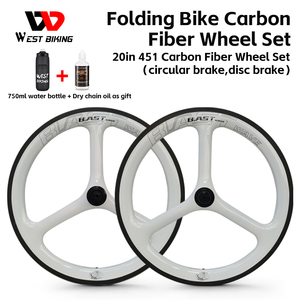 WEST BIKING Vente en gros Roues de vélo en fibre de carbone T700 Roues de <span class=keywords><strong>remorque</strong></span> de vélo Affichage de roue de vélo à vitesse unique de 20 pouces - Product Image 2