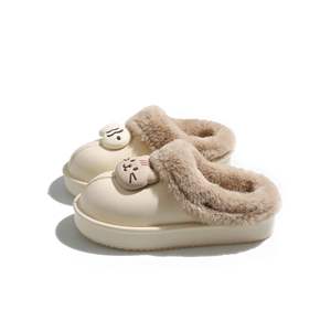 Pantoufles en daim doux haut de gamme, adaptées à une utilisation intérieure et extérieure, confort hivernal, pantoufles en fourrure pour femmes avec fonction antidérapante - Product Image 6