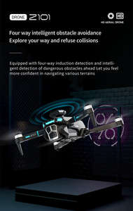 Dron Z101 Rc con cámara HD 4k/6K, cuadricóptero sin escobillas, giro de 360 grados, mini dron para selfies, vuelo estacionario, evitación de obstáculos en 4 direcciones - Product Image 4