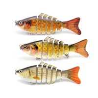 Prêt à expédier, leurre de pêche artificiel brillant holographique de 10 cm, 15,5 g, leurre de pêche en plastique dur à 7 segments, leurre nageur