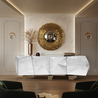 Meuble de salle à manger contemporain en métal, buffet de cuisine Diamond avec finition en feuille d'or et dégradé brun translucide