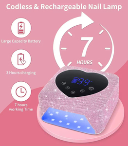 72W AB Pink Rhinestone UV LED Nail <b>Lamp</b> Cordless Rechargeable Gel Polish Dryer for Professional Salon - Product Image 3