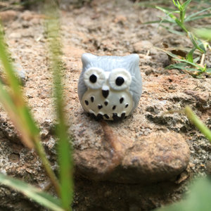 Ornements d'hiboux miniatures en résine, décoration animale bleu-gris, taille compacte pour jardin ou exposition de bonsaï - Product Image 2