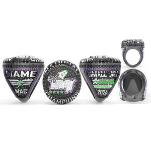 Bagues de championnat de sport en métal émaillé et doré avec logo personnalisé personnalisé - Product Image 1