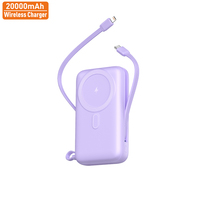 Vina nueva alta capacidad de carga rápida 22,5 W Mini banco de energía de carga inalámbrica magnética 20000mAh gran potencia con cable para iPhone
