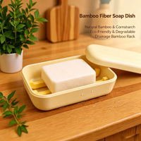SANS PLASTIQUE Porte-savon de douche en fibre de bambou écologique Boîte à shampoing de voyage avec couvercle
