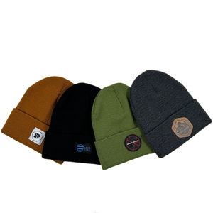 Odm Chất Lượng Cao Thương Hiệu Thêu Vá Beanie Tùy Chỉnh Dệt Nhãn Dệt Kim Acrylic Mũ Mùa Đông Người Lớn Đồng Bằng Còng Mũ Sọ - Product Image 1