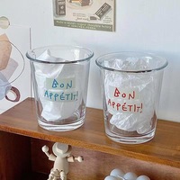 IStapromo Gifts Household 320ml French Flipped Glass Cup Milk Tea Coffee Cups Alphabet Printing Espresso Glasses for Drinking