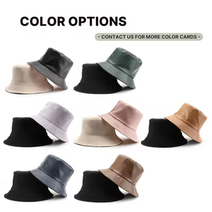 Chapeau Bob Réversible en Cuir Imperméable de Haute Qualité avec Doublure Sherpa Double Face, Chapeau de Pêche Vierge Uni pour la Vente en Gros - Product Image 6