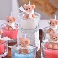Velas Aromáticas con Forma de Oso para Decoración del Hogar, Regalo Novedoso para Bodas y San Valentín, Velas Perfumadas en Vaso de Vidrio Hecho a Mano