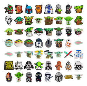 จี้รองเท้า<span class=keywords><strong>เด็ก</strong></span>สุดฮิตปี 2025 สำหรับ<span class=keywords><strong>รองเท้า</strong></span>แบบสวม ขายส่ง PVC ตัวละครยอดนิยมจาก Yodaly Mandalor จี้ซิลิโคนลาย Star and War cROC - Product Image 1