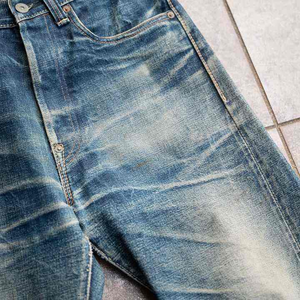 Pantalones Vaqueros Personalizados de Alta Calidad, Estilo Vintage, Lavado a la Piedra, Algodón Desgastado, Indigo Crudo, Tela Vaquera Japonesa Selvedge, Corte Recto y Ajustado - Product Image 4