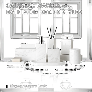 SAIDKOCC Ensemble d'accessoires de salle de bain de luxe 35 styles, combinaison libre, en marbre naturel blanc Jazz, forme personnalisée, installation facile - Product Image 2