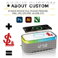 Enceinte Bluetooth personnalisée SL avec chargeur sans fil, horloge numérique, affichage LED, station de charge Qi 15W pour la maison, la table de chevet et les voyages