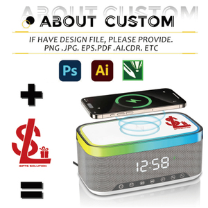 Enceinte Bluetooth personnalisée SL <span class=keywords><strong>avec</strong></span> chargeur sans fil, horloge numérique, affichage LED, station de charge Qi 15W pour la maison, la table de chevet et les voyages - Product Image 2