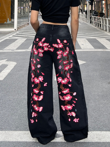 <span class=keywords><strong>Jeans</strong></span> de <span class=keywords><strong>mujer</strong></span> de moda urbana, estilo Y2K, <span class=keywords><strong>negros</strong></span>, con lavado intenso, <span class=keywords><strong>rotos</strong></span>, con bordado de flor de ciruelo, de verano, recién bordados - Product Image 4