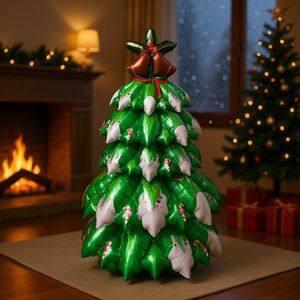 Globos de Aluminio 3D Anagram con Forma de Árbol de Navidad, 12 Piezas de Colores Surtidos, Decoraciones para Fiestas en Interiores, Regalo para Niños, Base de Soporte - Product Image 2