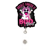 Accessoires de sensibilisation au cancer du sein, nouvelle collection 2026, rubans roses en acrylique, porte-badge, badge citrouille d'Halloween, fantôme