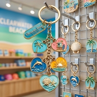 Porte-clés en alliage de zinc coloré en forme de cœur émaillé, souvenirs de Key West en Floride, porte-clés personnalisé en métal en forme de cœur de dauphin