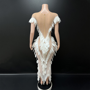 Novance Y5514 Abiti <span class=keywords><strong>da</strong></span> <span class=keywords><strong>Sera</strong></span> Lunghi Eleganti con Paillettes, Vestiti Sexy Bianchi <span class=keywords><strong>da</strong></span> Donna per Feste in Discoteca - Product Image 6