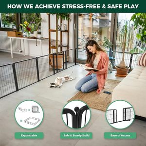 คอกกั้นสุนัขในบ้าน FXW <span class=keywords><strong>Homeplus</strong></span> Unleashed ทำจากโลหะ แข็งแรง ปลอดภัย ไร้กังวล ขนาด 24 นิ้ว 6 แผง สำหรับลูกสุนัขและสุนัขพันธุ์เล็ก สีดำ ได้รับสิทธิบัตร - Product Image 4