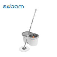 Ensemble de serpillères magiques avec manche télescopique en acier, rotation à 360 degrés, réglable, remplissage facile, forte capacité de nettoyage