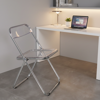Transparenter Edelstahl Moderner Acryl-Kunststoff Klappbarer Esszimmerstuhl Hocker für Zuhause Büro Hotel Innenbereich