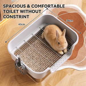 Grande litière <span class=keywords><strong>pour</strong></span> <span class=keywords><strong>lapin</strong></span> en acier inoxydable, <span class=keywords><strong>toilette</strong></span> métallique anti-odeur <span class=keywords><strong>pour</strong></span> <span class=keywords><strong>lapin</strong></span> avec clôture surélevée, bac à litière anti-éclaboussures <span class=keywords><strong>pour</strong></span> petits animaux - Product Image 2