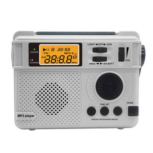 Radio FM portátil multifuncional con manivela solar, pantalla digital LCD, reproducción de MP3 y linterna para acampar al aire libre - Product Image 4