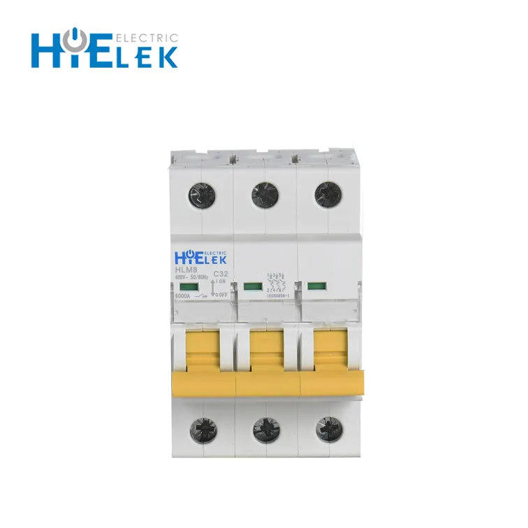 Miniatur Sakelar Voltase Rendah 63 Amp MCB Pemutus Sirkuit 3 Fase MCB dengan Laporan Uji CB