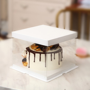 Caixa Transparente Durável para Bolo de Aniversário 6/<span class=keywords><strong>8</strong></span>/10/12 Polegadas Design Quadrado Extra Alto Embalagem Segura para Alimentos - Product Image 4